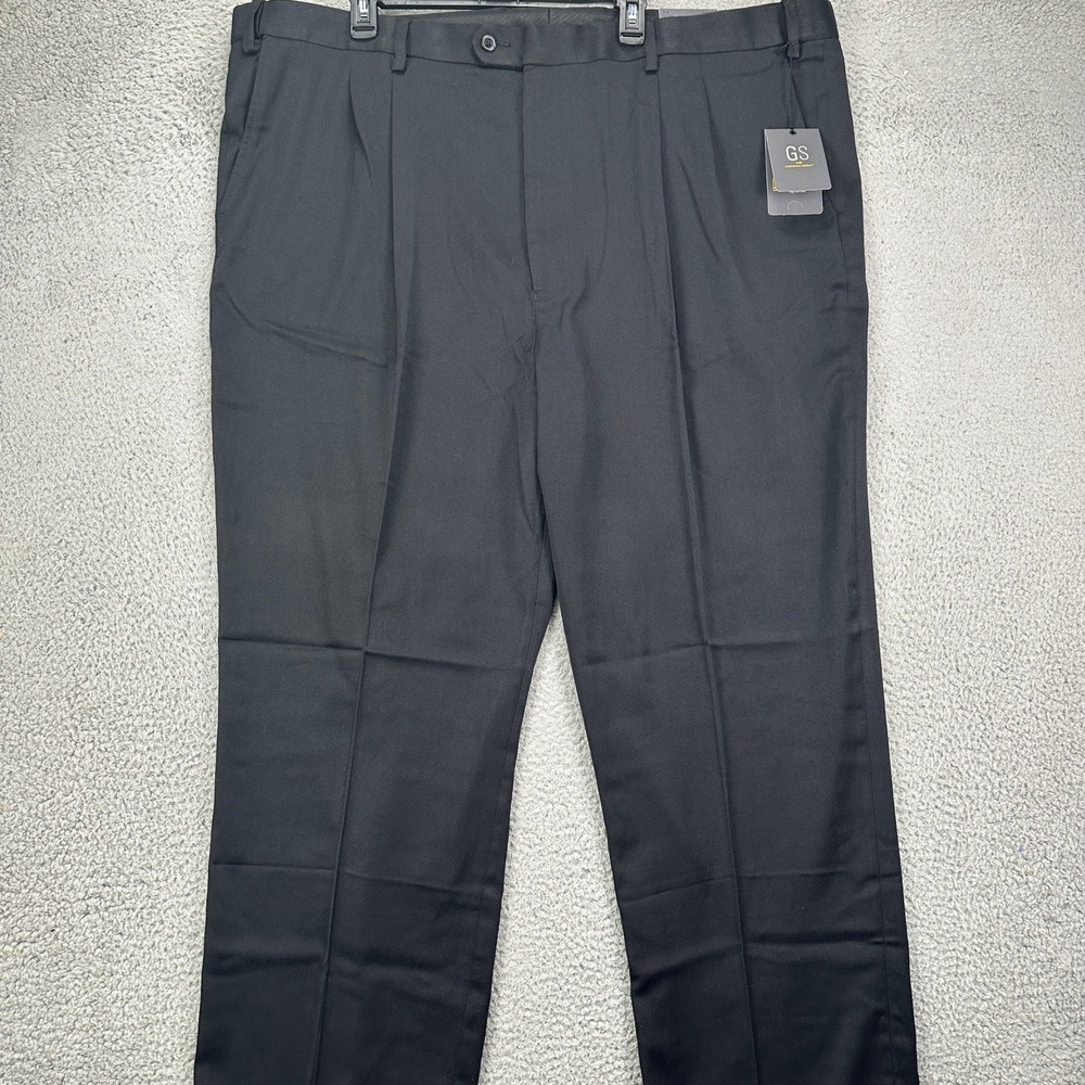 GS Mens Performance Dress Pants 50L Long Black Continuous Comfort Stretch NEW